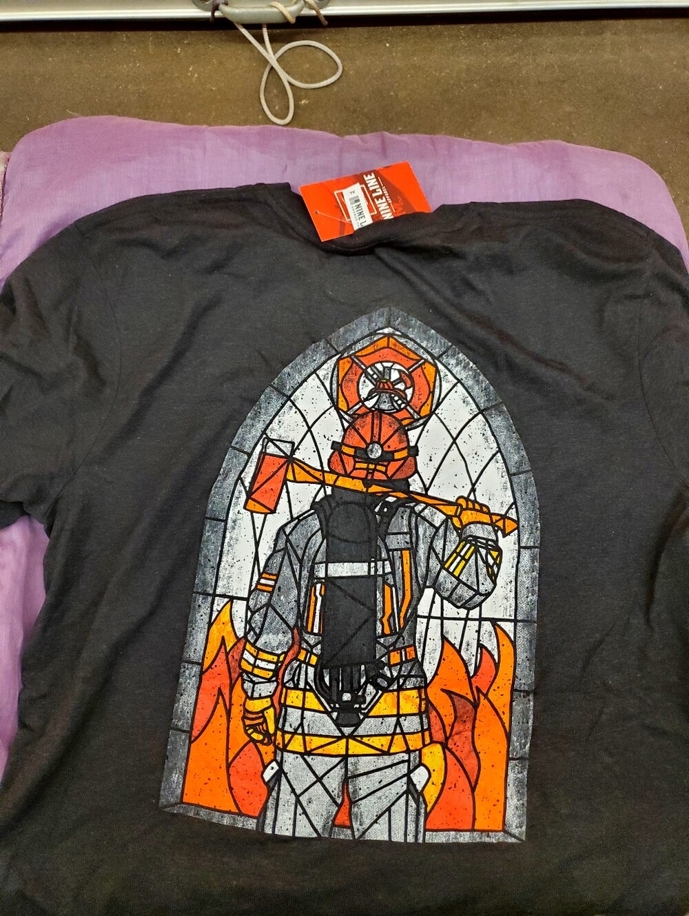 Nine Line XL Unisex Black Short Sleeve Tee with Firefighter Graphic